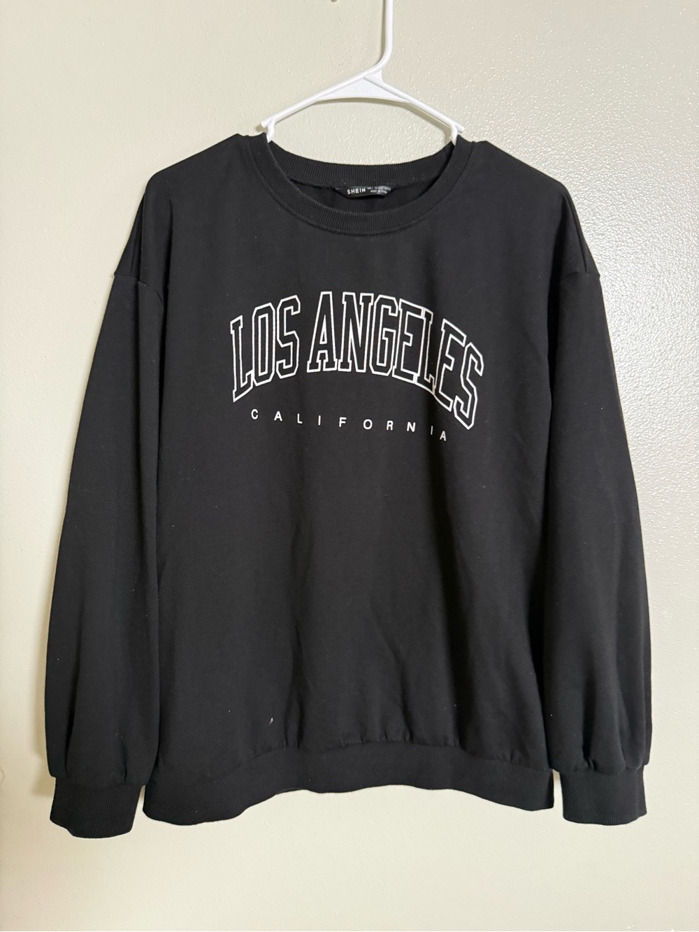 SHEIN Black Los Angeles Crewneck Sweatshirt